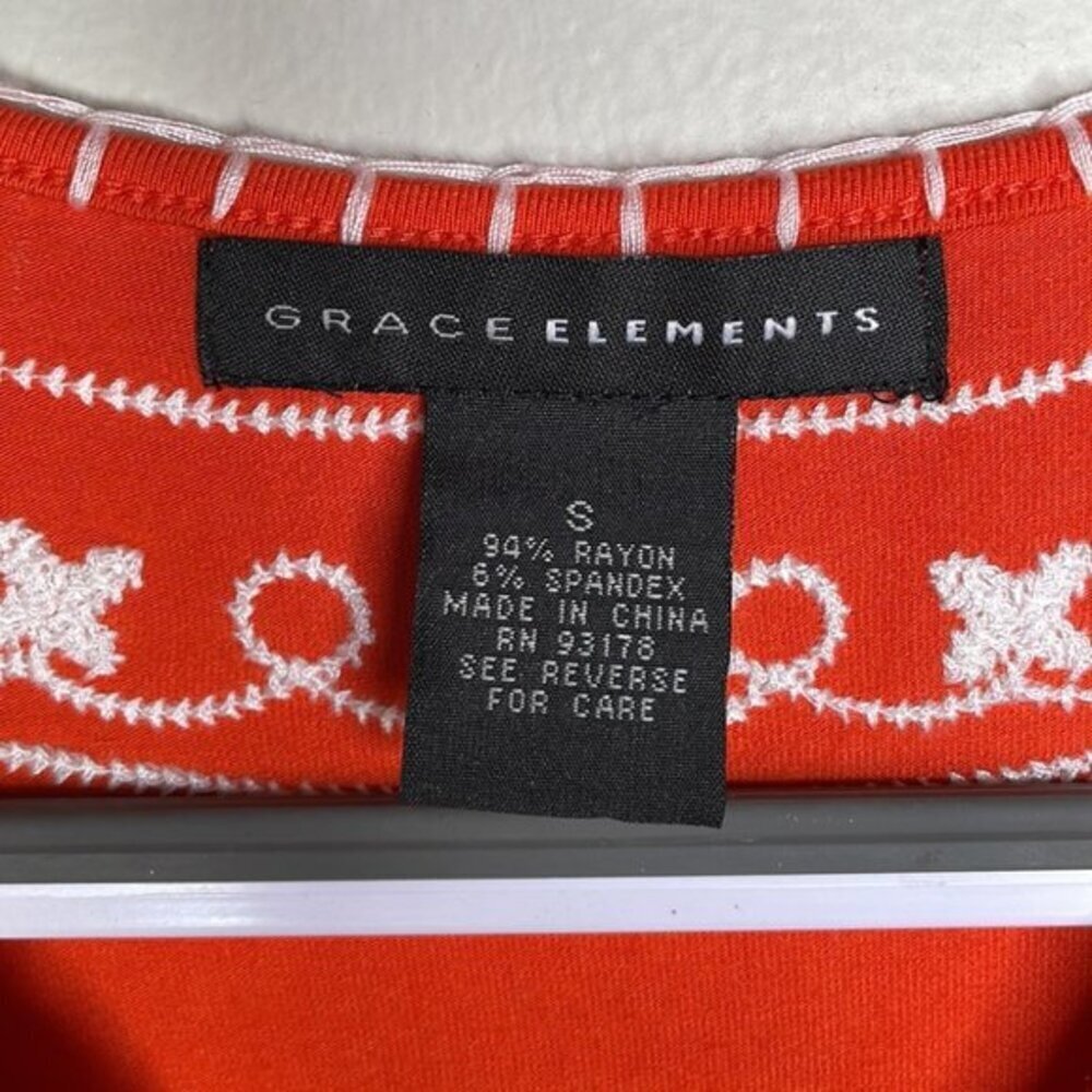 Grace Elements Small Orange White Embroidered Flo… - image 5